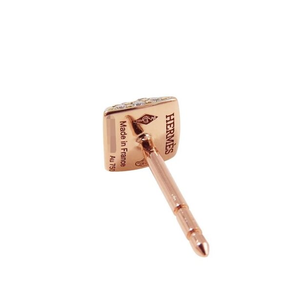 HERMES Crew de H Stud Earrings 18K Pink Gold - Picture 3 of 10
